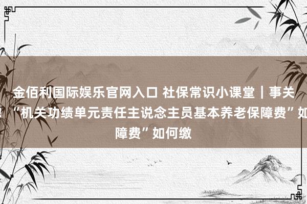 金佰利国际娱乐官网入口 社保常识小课堂｜事关养老！“机关功绩单元责任主说念主员基本养老保障费”如何缴