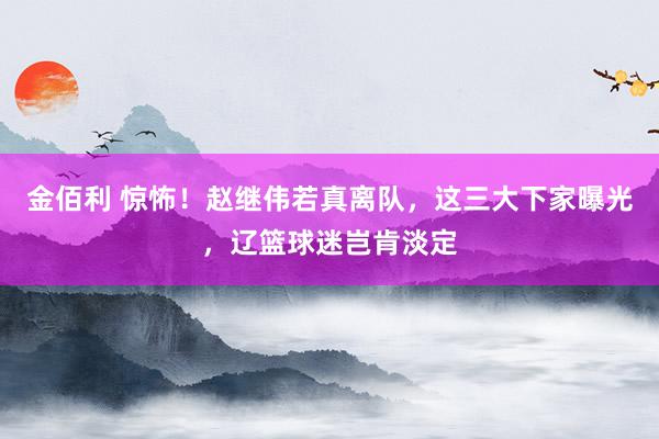 金佰利 惊怖！赵继伟若真离队，这三大下家曝光，辽篮球迷岂肯淡定