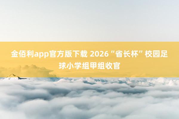 金佰利app官方版下载 2026“省长杯”校园足球小学组甲组收官