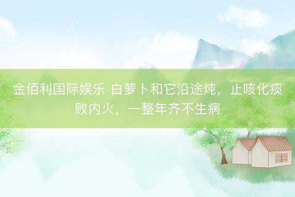 金佰利国际娱乐 白萝卜和它沿途炖，止咳化痰败内火，一整年齐不生病