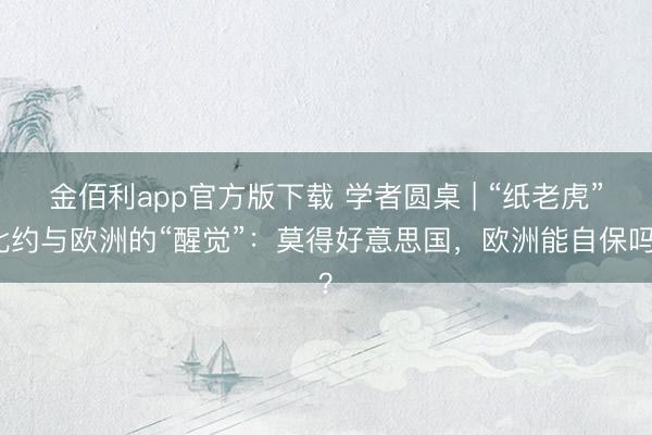 金佰利app官方版下载 学者圆桌 | “纸老虎”北约与欧洲的“醒觉”：莫得好意思国，欧洲能自保吗？